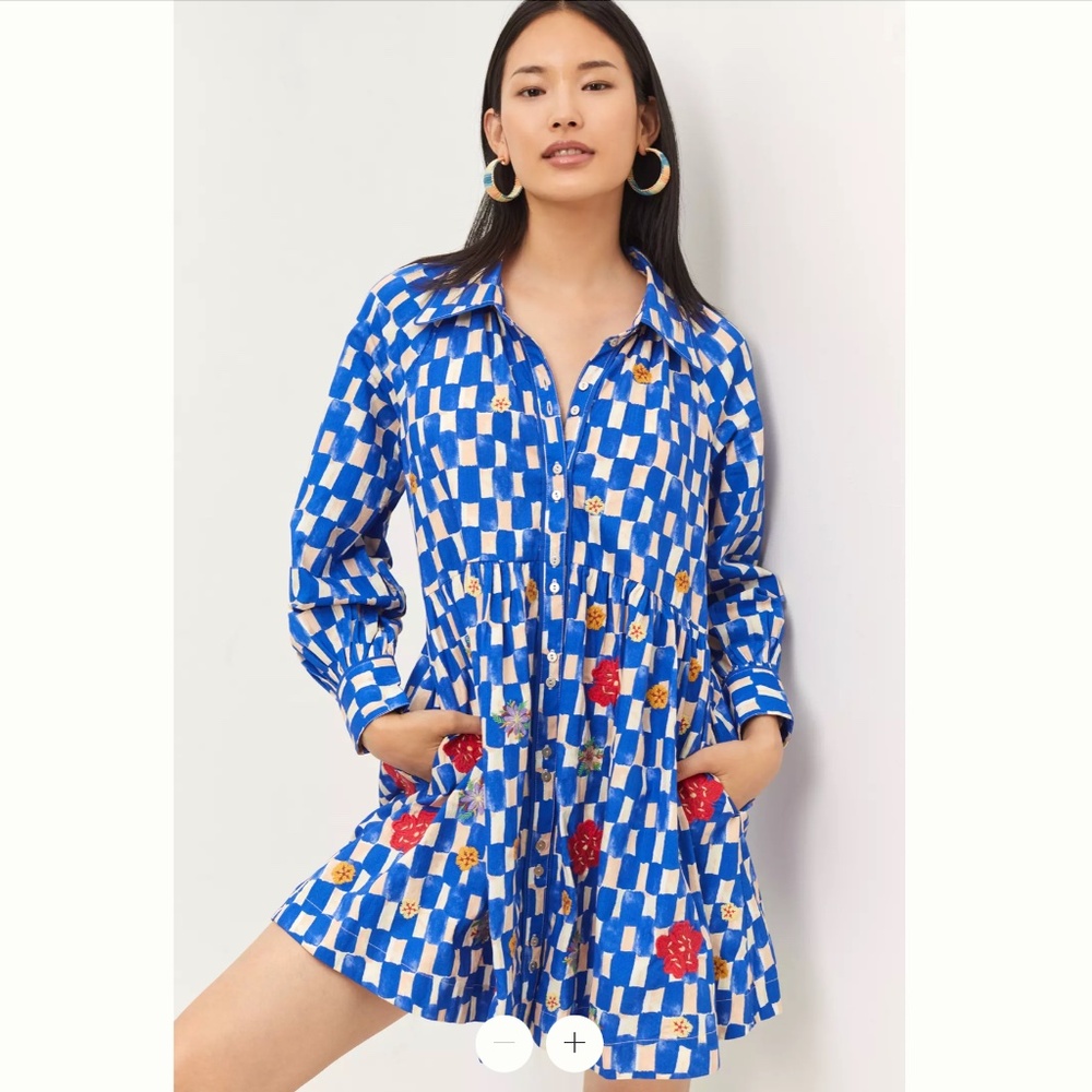 Anthropologie - Maeve Floral Embroidered Mini Dress -mXS